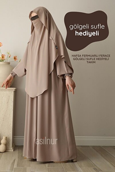 ASİLNUR طقم هافسا بسحاب وشال وغطاء رأس وسُفَلّة وشاح هدية من تاش تشيستر