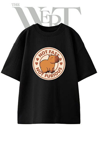 THEWERT Capybara crtež dizajn, štampana unisex crna oversize majica