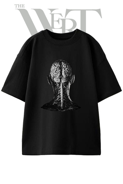 THEWERT Μπλουζάκι Unisex με στάμπα Brain Spinalcord Design, μαύρο, oversized
