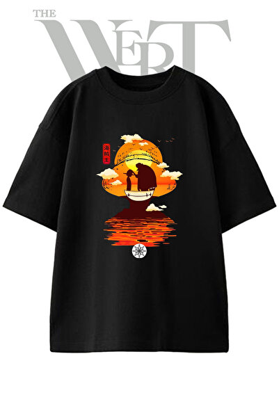 THEWERT One Piece Pirate King Design Printed Unisex Black Oversize T-Shirt