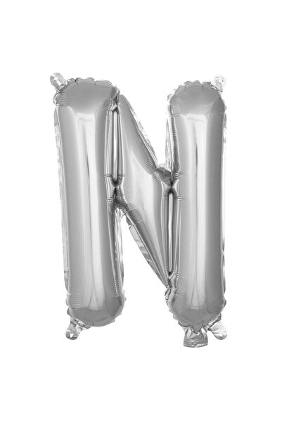 Parti Dükkanı 16 Inch 36 cm Silver N Letter Foil Balloon Birthday Name Letter...