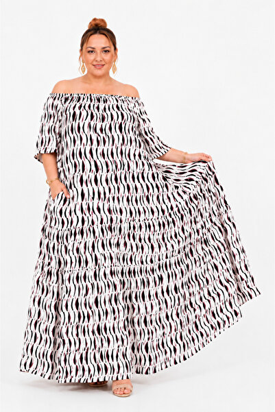 MJORA Madonna Collar Comfortable Fit Plus Size Dress