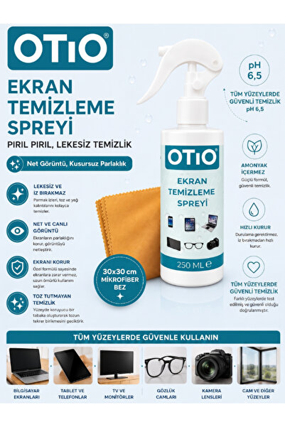 otio Ekran Temizleme Seti, Sprey ve Mikrofiber Bez