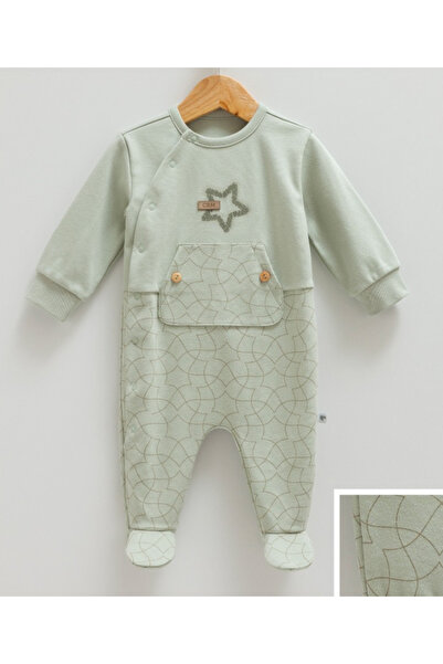 Caramell İncibaby % 100 Pamuk Yıldız Detaylı Erkek Bebek Tulum (1-3 Ay ve 3-6...