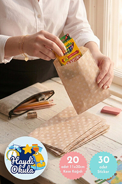 Bimotif 20li Okula Dönüş Öğrenci Hediye Paketi (Puantiyeli Kese Kağıdı (11x20...