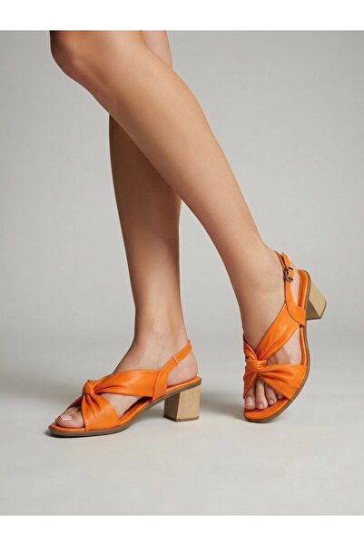 Rüya Shoes صندل نسائي مريح بكعب عالٍ من الجلد الطبيعي - 6 سم