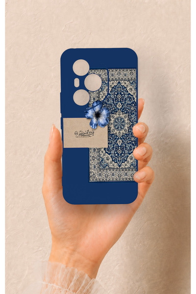 Vip Case Honor 400 Pro Uyumlu Mavi Etnik Halı Desenli Silikon Kılıf