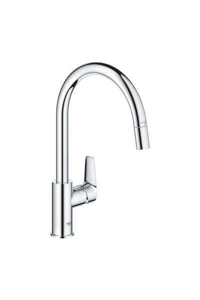Grohe BAUEDGE TEK KUMANDALI EVİYE BATARYASI SPİRALLİ KROM G30536000