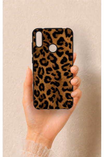 Vip Case Huawei Y7 2019 Uyumlu Koyu Leopar Deri Desenli Silikon Kılıf