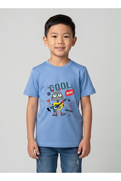 Babyqlo Boys Cool Robot Blue T-Shirt