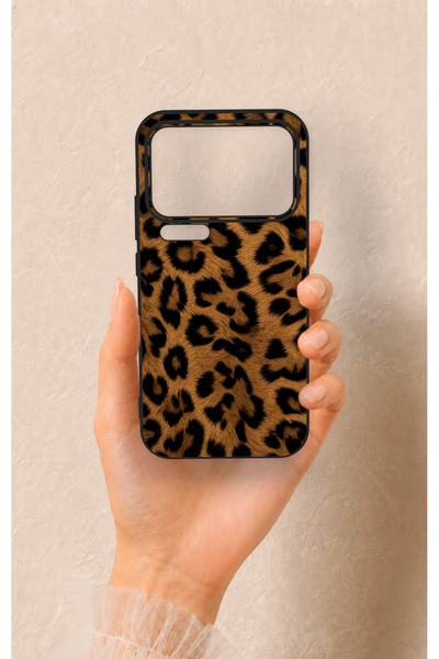 Vip Case Mi 17 Pro Max Uyumlu Koyu Leopar Deri Desenli Silikon Kılıf