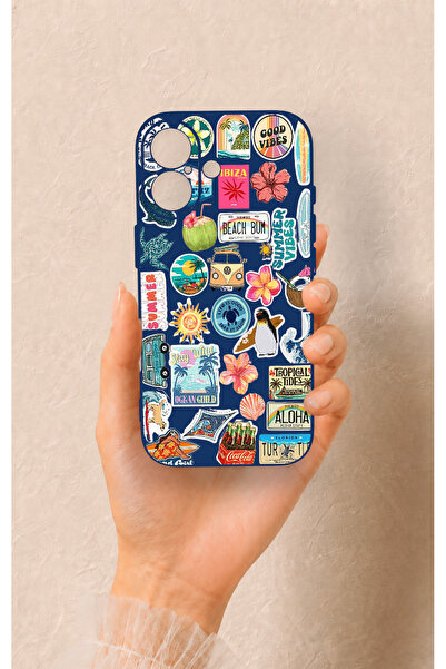 Vip Case iPhone 17 Uyumlu Summer Vibes Desenli Silikon Kılıf
