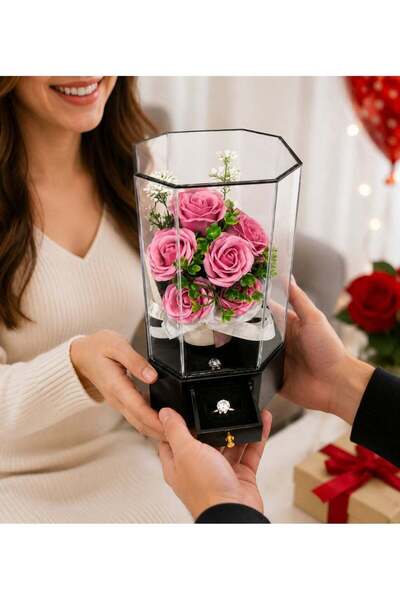 Generic Afras Luxury Rose Flower Gift Box with Ring Drawer – Decorative Artif...