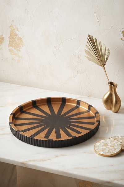 SOUL AND HEAT Decorative Tray, Presentation Tray, Handmade Tray, Black Gold Tray, Coffee Presentation Tray, Luxury Home Decoration, Makeup Tray, Jewelry Organizer, Boutique Design Object, Living Room Accessory