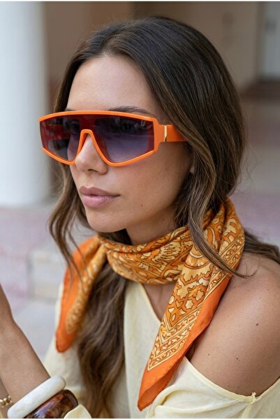 Chunky Frame Bianca Sole Ultra Light Unisex Orange Sunglasses with Uv400 Filter