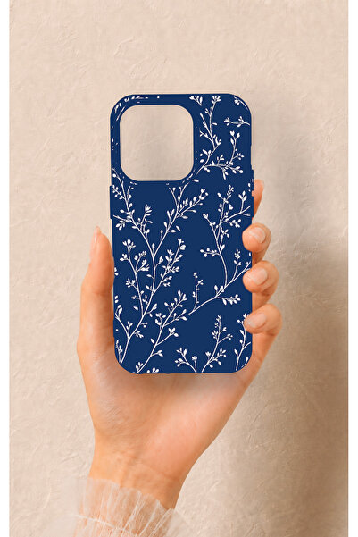 Vip Case iPhone 14 Pro Uyumlu İnce Yaprak Dalı Desenli Silikon Kılıf