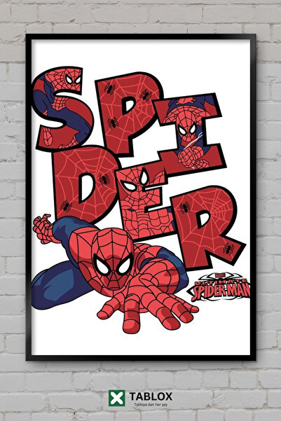 TABLOX Örümcek Adam Super Kahraman Marvel Ahşap Çerçeveli Dekoratif MDF Tablo