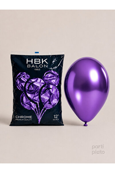 HBK Balon بالون كروم مقاس 12 بوصة Hbk أرجواني (بنفسجي) 50 قطعة