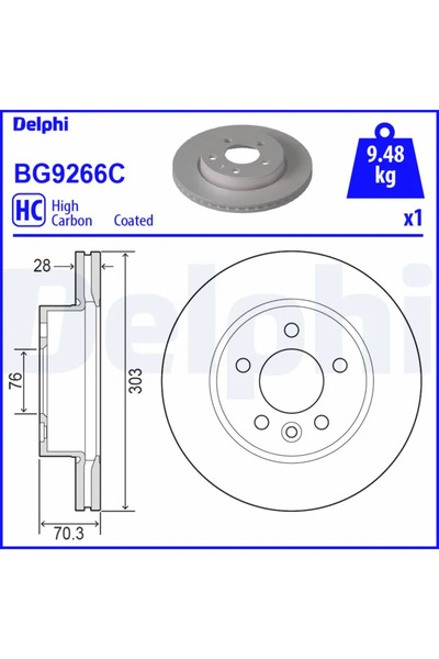 DELPHİ Set Discuri Frana Man Tge Bus/Tge Caroserie/Tge Platou / Sasiu Vw Craf...