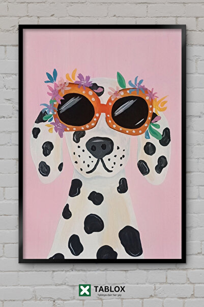 TABLOX Dog Dalmatian Aesthetic Minimal Drawing Design Wooden Framed Decorativ...