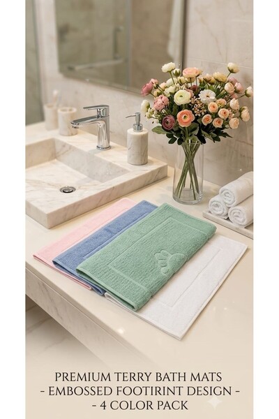 A.Z.H. Set of 4) 50X70 Cm. Luxury Embossed Foot Towel, Foot Mat, Towel Mat, B...