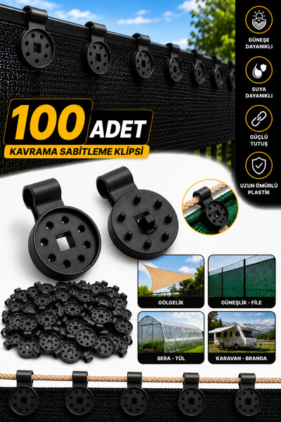 Greathings 100 Adet - Gölge Filesi Klipsi | Gölgelik, Güneşlik, Branda, Sera,...