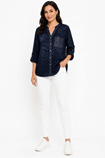 kısmet sepeti Women's Italian Leopard Patterned Sequin Detailed Long Sleeve S...