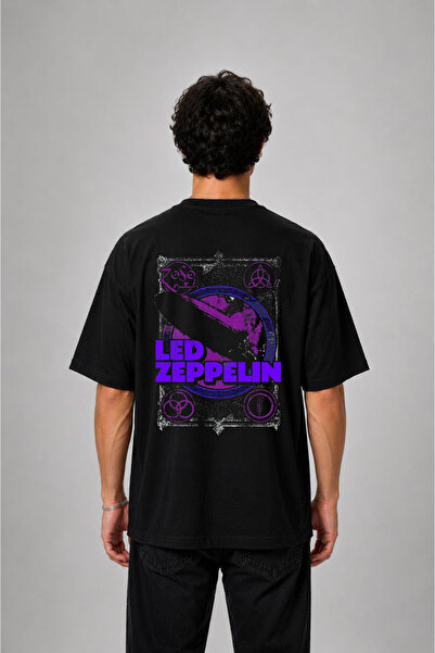 cesita Μπλουζάκι Led Zeppellin με στάμπα, υπερμεγέθη, βαμβακερό, μαύρο