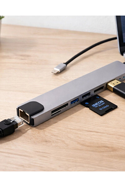 ARMÜZ قارئ بطاقات متعدد الوظائف من النوع C USB HDMI Ethernet