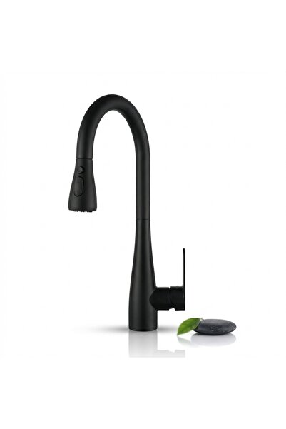 Elysar Baterie Premium Bucatarie Monocomanda, Elysar®, Otel Inoxidabil, Robinet Extensibil cu Dus 3 Jeturi, Anti-coroziune,Pulverizare, NEGRU