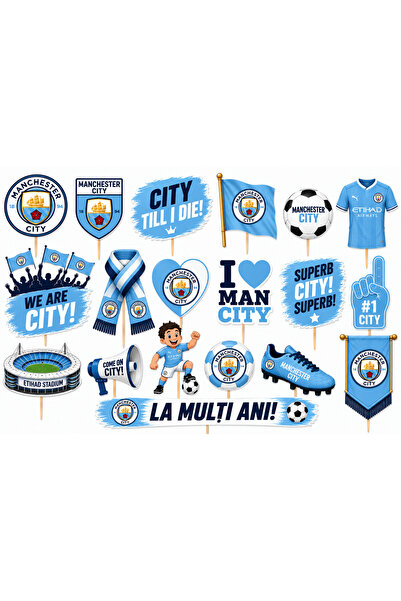 DecoParty Set de decor pentru tort – Tematică echipa de fotbal MACHESTER CITY...