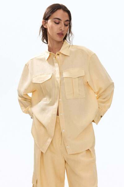 H&M Linen-blend cargo shirt
