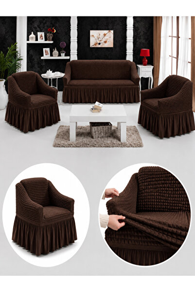 delfin Set Huse Elastice Creponate pentru Canapea 3 Locuri + 2 Fotolii, Unive...