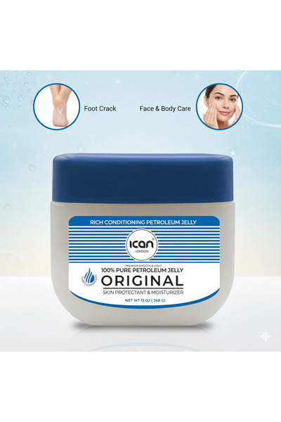 Ican London 100% Pure Petroleum Jelly Original 368g – Deep Moisturising Skin Protectant for Dry, Rough & Cracked Skin