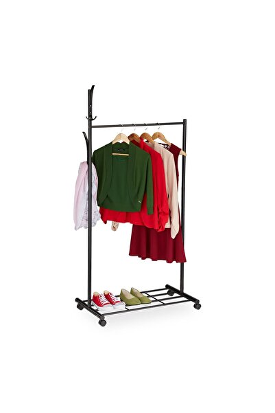 Relaxdays Suport mobil pentru haine Relaxdays, negru, 165x80x44 cm, cu roți, ...