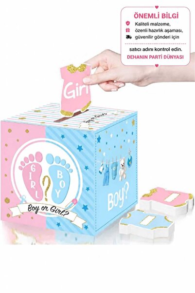 Cinsiyet Partisi Tahmin Kutusu Boy Girl Cinsiyet Belirleme Erkek Mi Kız Mı 19x19cm