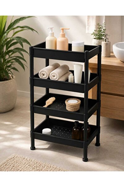 TrentonGCC Bathroom Storage Organizer 4 Tier Plastic Shelf – Slim Multipurpos...