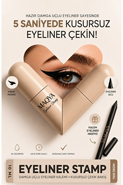 MAQYA KOZMETİK Çift Taraflı Damga Uçlu Eyeliner Kalemi + Kalem Eyeliner Hediy...