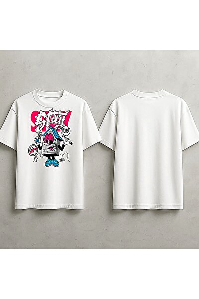 ELFERA Home Home Funny Character Pop Art White Printed Tshirt