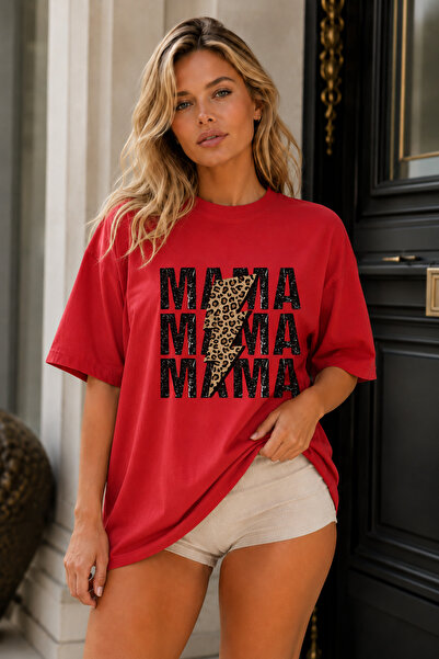 FECCY Premium Mama Printed Oversize Γυναικείο T-Shirt Βαμβακερό Oversize T-Shirt