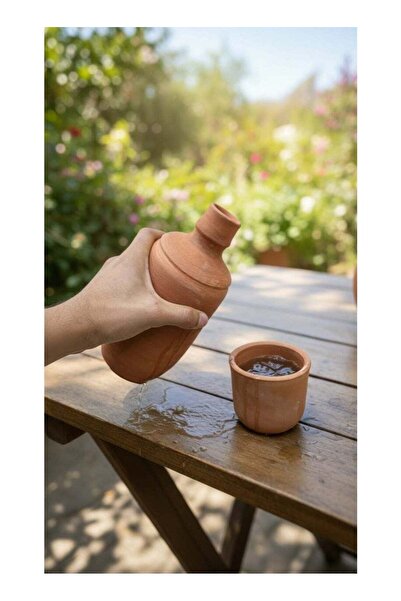 Generic مجموعة زجاجات مياه صحية محمولة من الطين (3 قطع) مع غطاء وكوب مدمج