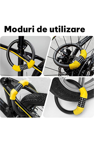 OEM Kit antifurt bicicleta si trotineta, 2 lacate cu cod 5 cifre, otel implet...