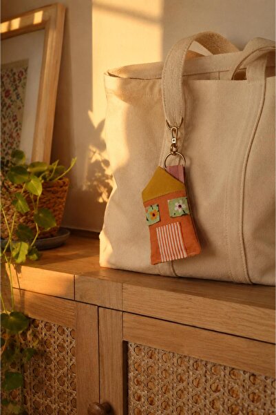zigzagdikiş patchwork kırkyama ev şeklinde el yapımı anahtarlık charm çanta a...