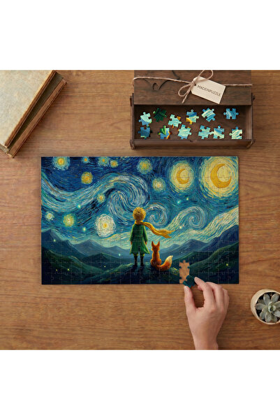 puntodizayn Küçük Prens - Yıldızlı Geceler Tasarımı 240 parça Ahşap Puzzle Ah...