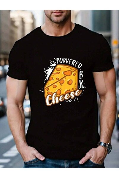 KYMC07 100% Cotton Powered By Funny Cheese Lover Women's Men's Black Vacation...