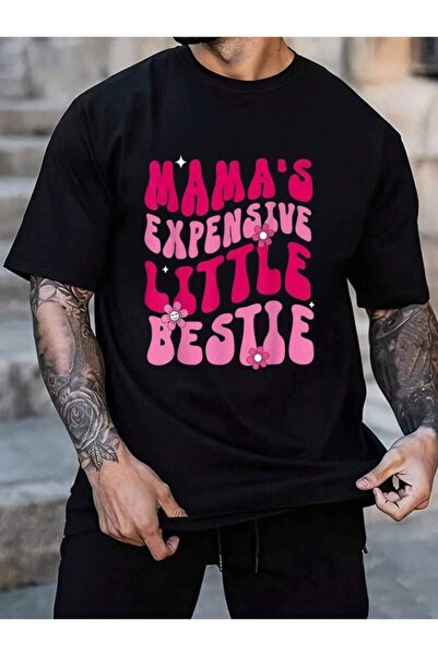 KYMC07 100% Cotton Mama's Expensive Little Bestie Funny Mama Life Men's Black...
