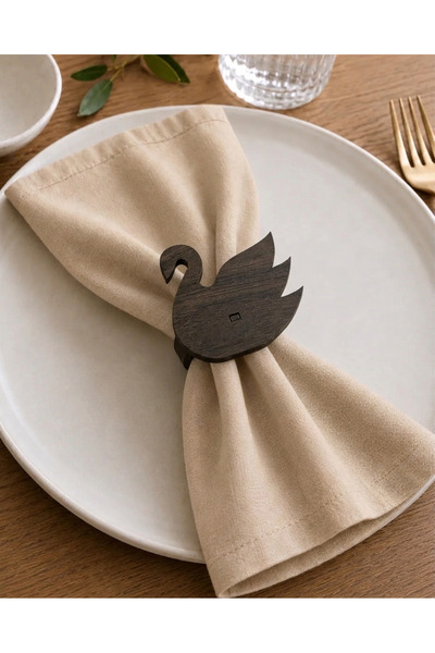 Econice 6-Piece Napkin Ring Swan Pattern