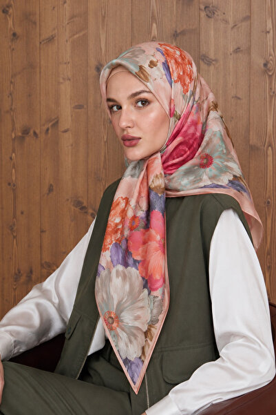 BONASERA EŞARP Women's Scarf Cottony 95X95 Printed Stylish and Casual