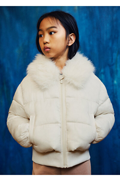 MAYORAL Girl's Faux Fur Collar Short Puffer Coat