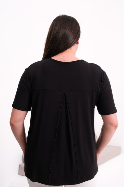 Esina Women's V-Neck Viscose Blouse with Stone and Back Detail